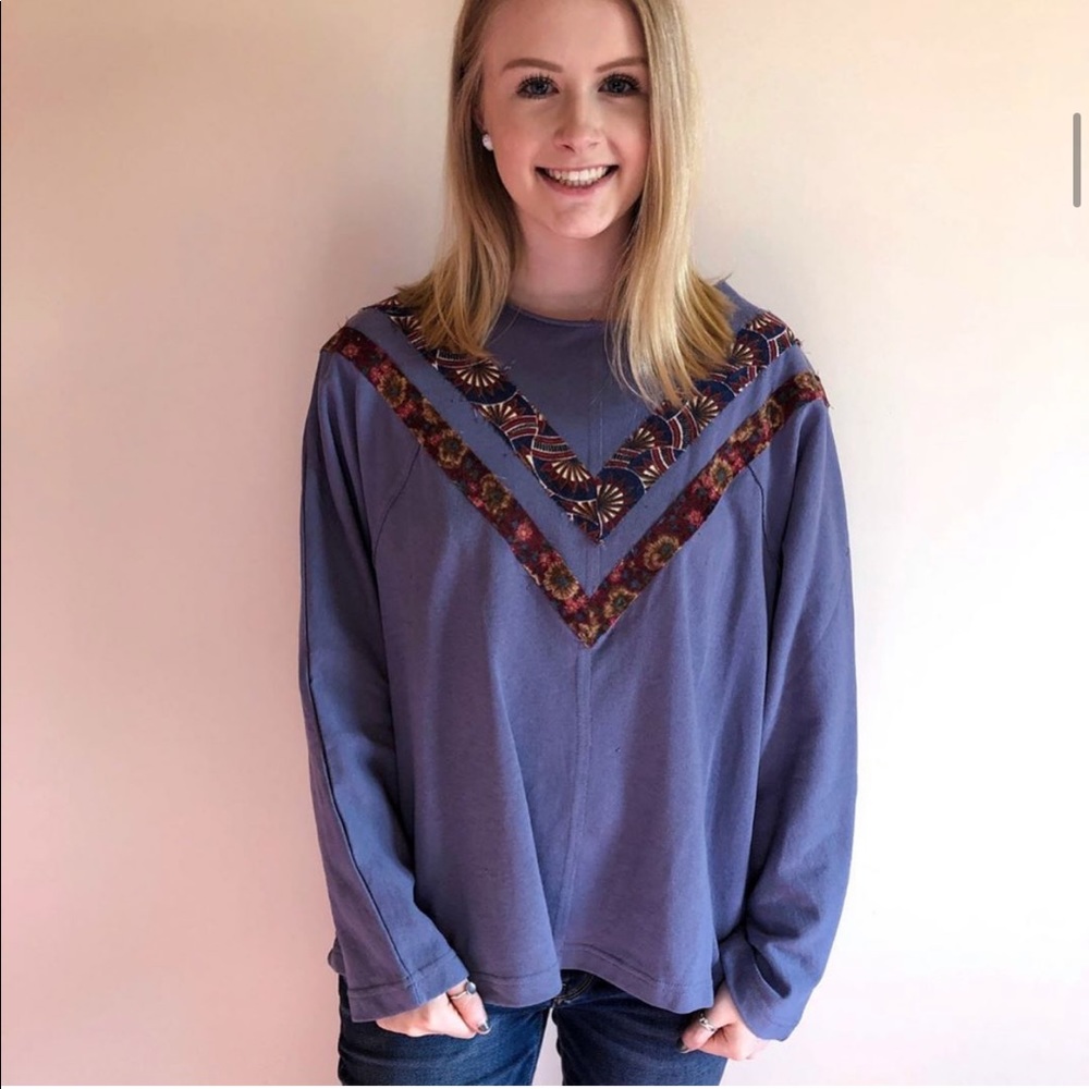 Indigo chevron pattern pullover